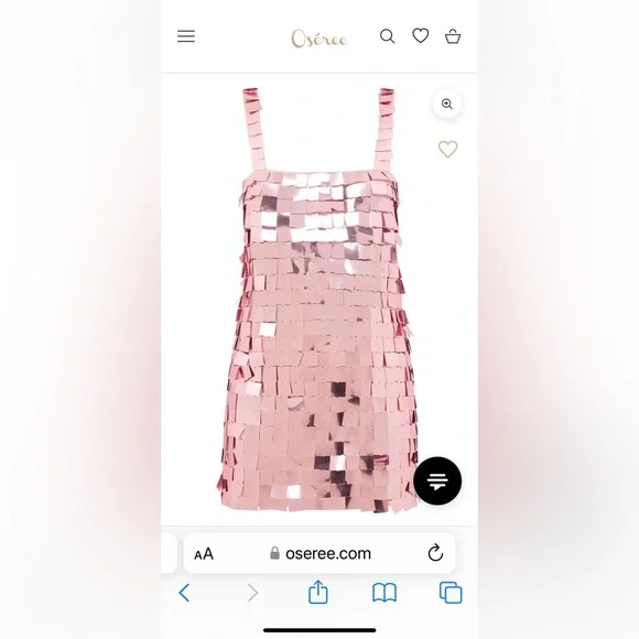 Oseree metallic dress in medium. Wore 1x. Pink color. Fits true to size. - Picture 2 of 6